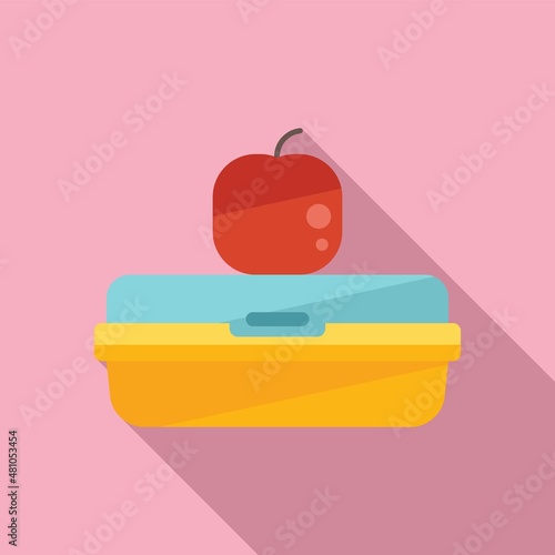 Eco lunch icon flat vector. School meal