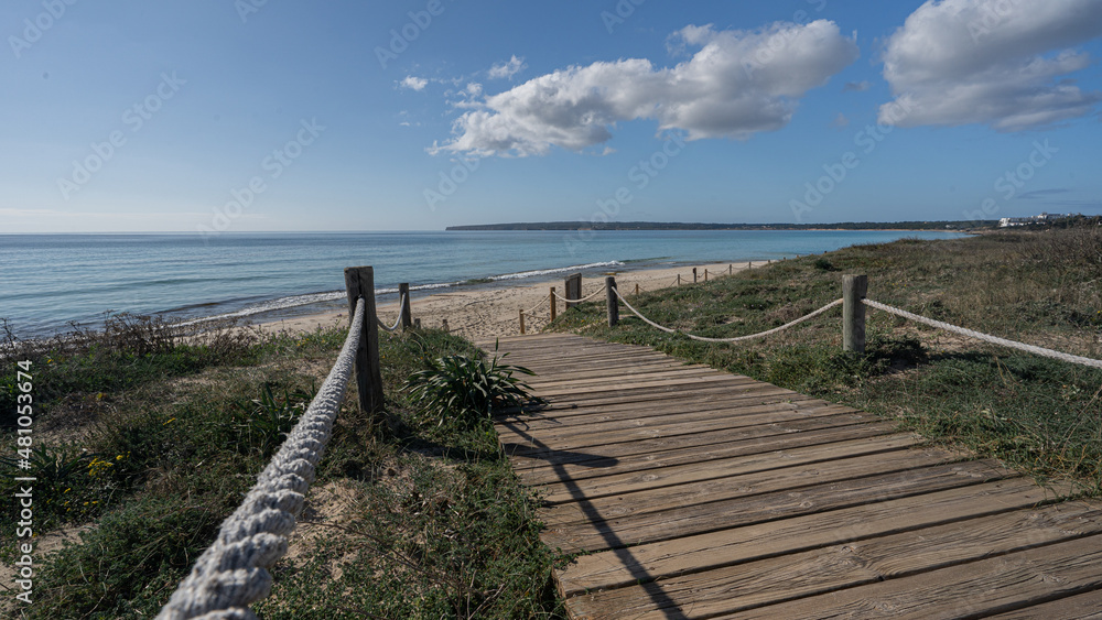 beach entrance on wooden walkway