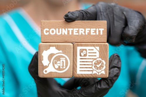 Foto Pharmacy and medical concept of counterfeit
