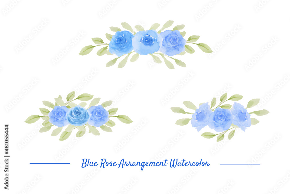 Blue Rose Arrangement Watercolor