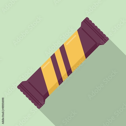 Muesli snack bar icon flat vector. Healty granola