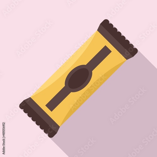 Sachet snack bar icon flat vector. Protein energy