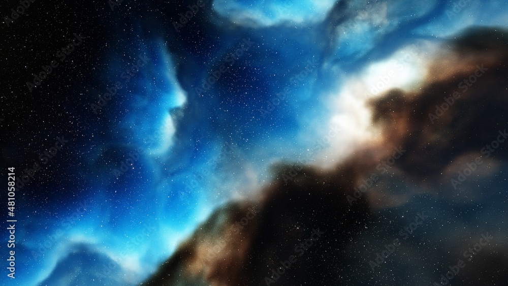 Obraz premium Space background with realistic nebula and shining stars. Colorful cosmos with stardust and milky way. Magic color galaxy. Infinite universe and starry night. 3d render 