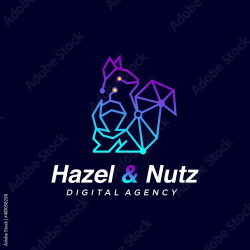 robot squirrel logo design