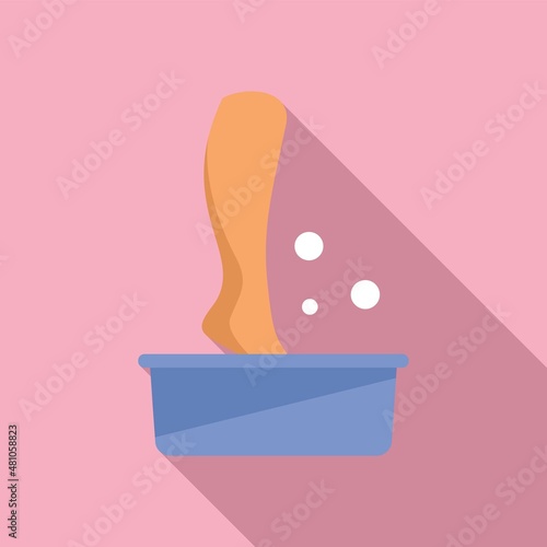 Foot bath icon flat vector. Spa feet