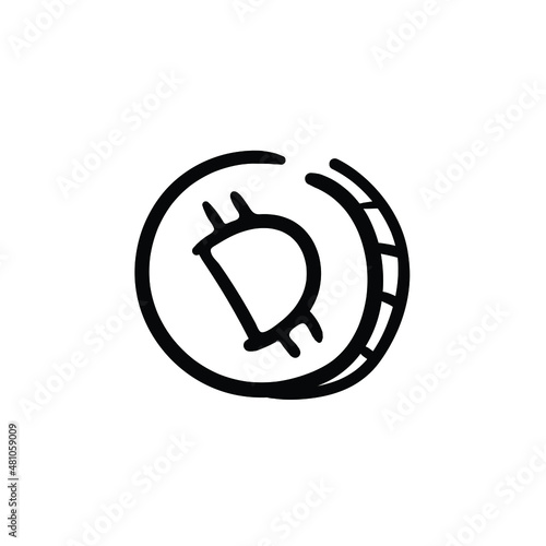 Hand drawn cryptocurrency token. Simple vector icon