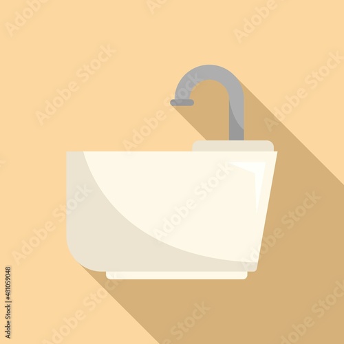 Water tap foot bath icon flat vector. Feet spa