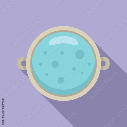 Foot bath water care icon flat vector. Feet spa