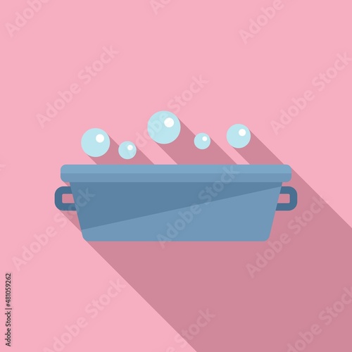 Foot bath process icon flat vector. Feet massage