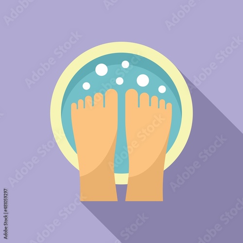 Home foot bath icon flat vector. Spa feet