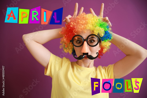 Funny woman with party deco...