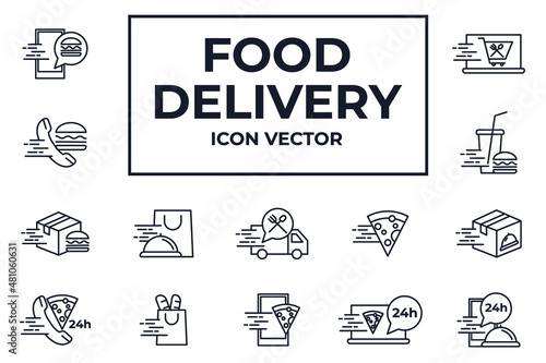 Set of Food Delivery icon. Food Delivery pack symbol template for graphic and web design collection logo vector illustration