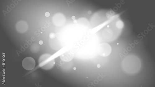 Silver Light flare with cluster of bokeh particles, Black and White