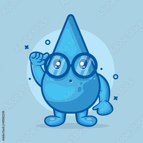 genius water drop character mascot isolated cartoon in flat style design. for icon ,symbol ,logo, sticker. 