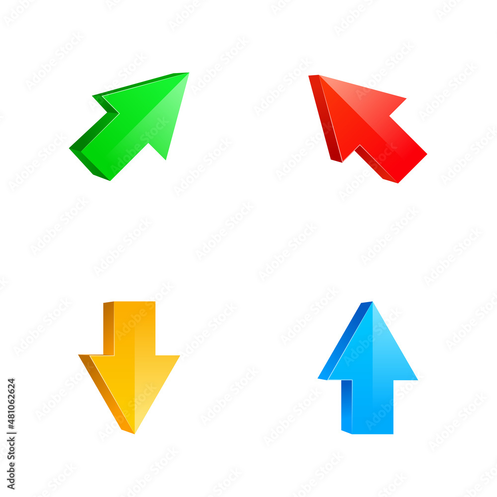 3D Arrows vector set. illustration with a Set Volume of Cursors, Web Signs. 3D Arrows vector set. illustration with a Set Volume of Cursors, Web Signs.