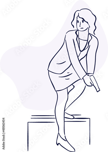 design vector oneline drawing police with gun