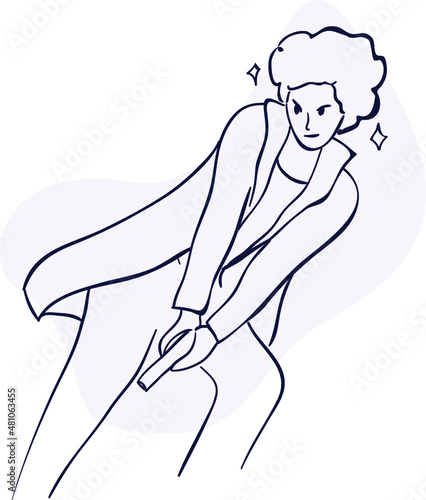 design vector oneline drawing police with gun
