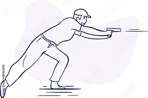 design vector oneline drawing police with gun