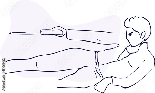 design vector oneline drawing police with gun