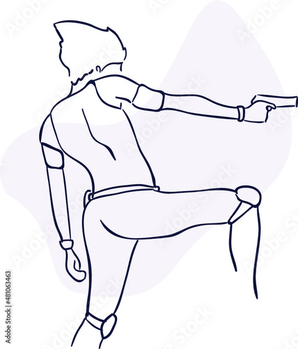 design vector oneline drawing police with gun