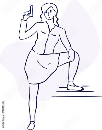 design vector oneline drawing police with gun
