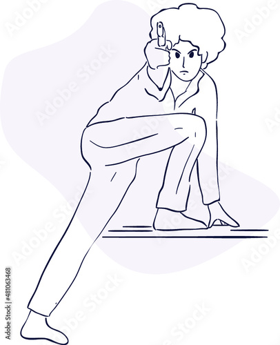 design vector oneline drawing police with gun