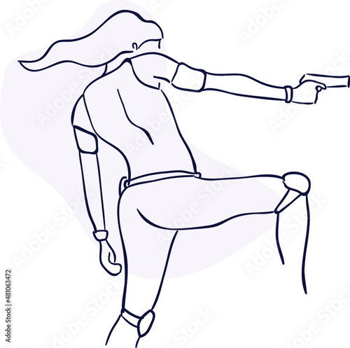 design vector oneline drawing police with gun
