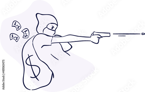 design vector oneline drawing police with gun