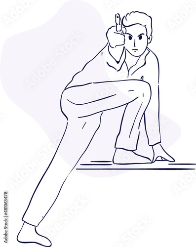 design vector oneline drawing police with gun