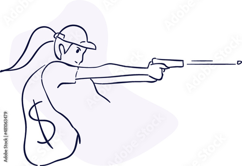 design vector oneline drawing police with gun