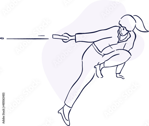 design vector oneline drawing police with gun
