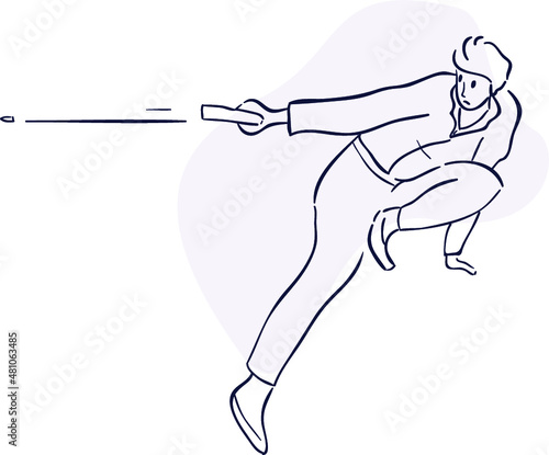 design vector oneline drawing police with gun