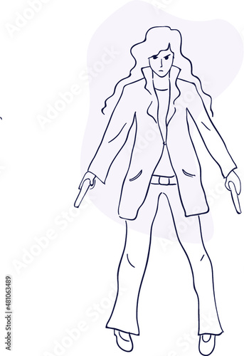 design vector oneline drawing police with gun