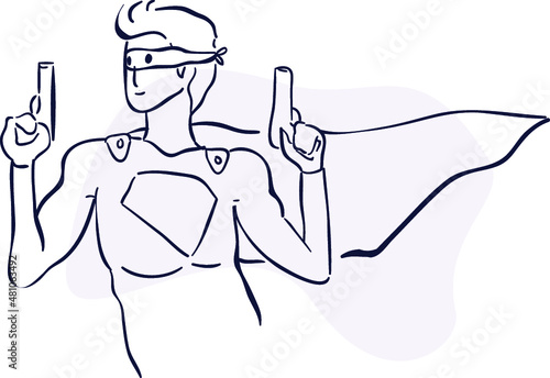 design vector oneline drawing police with gun
