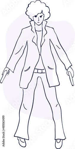 design vector oneline drawing police with gun