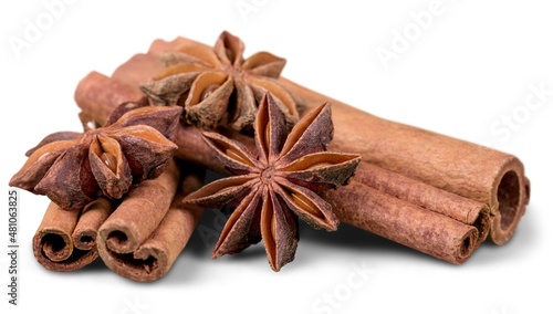 Asian spices anice and cinnamon stick