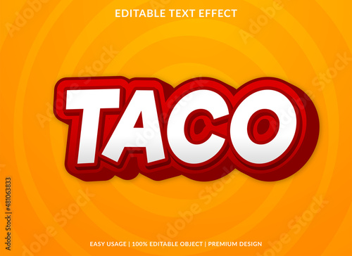 taco text effect logo template design with bold and abstract style background