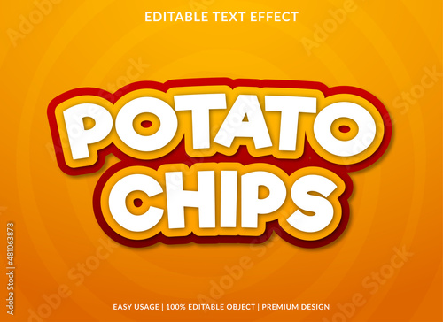 potato chips text effect logo template design with bold and abstract style background