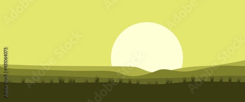 Grass land or grass field silhouette vector illustration can be used for background, desktop background, backdrop, illustration, ads or web banner.