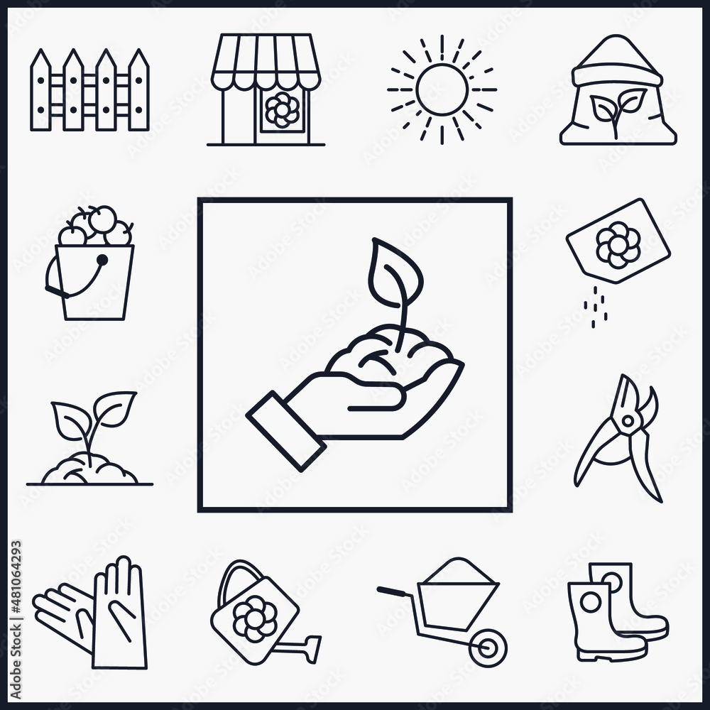 Set of Flower and Gardening icon. Gardening pack symbol template for graphic and web design collection logo vector illustration Set of Flower and Gardening icon. Gardening pack symbol template for graphic and web design collection logo vector illustration