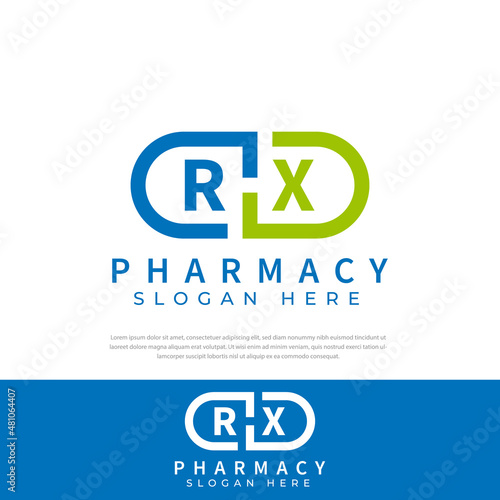 RX pharmaceutical capsule medicine logo vector,Drug Choice,drugstore,vector logo template