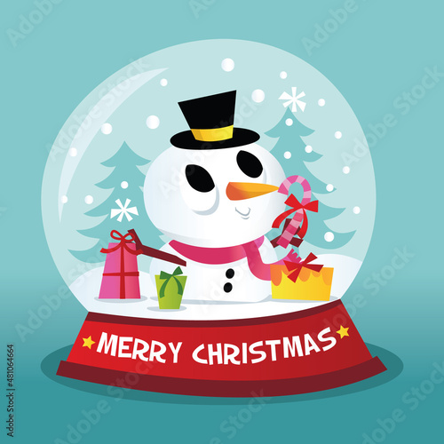Retro Christmas Snow Man Globe
