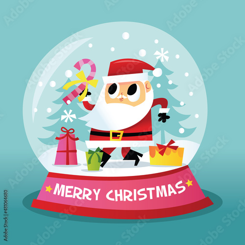 Retro Christmas Santa Snow Globe