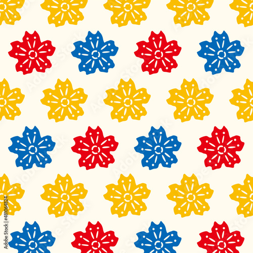 沖縄紅型シンプルパターン　イラスト素材