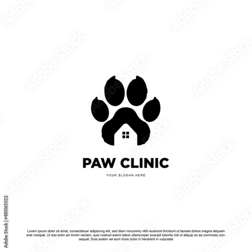Creative paw clinic logo design