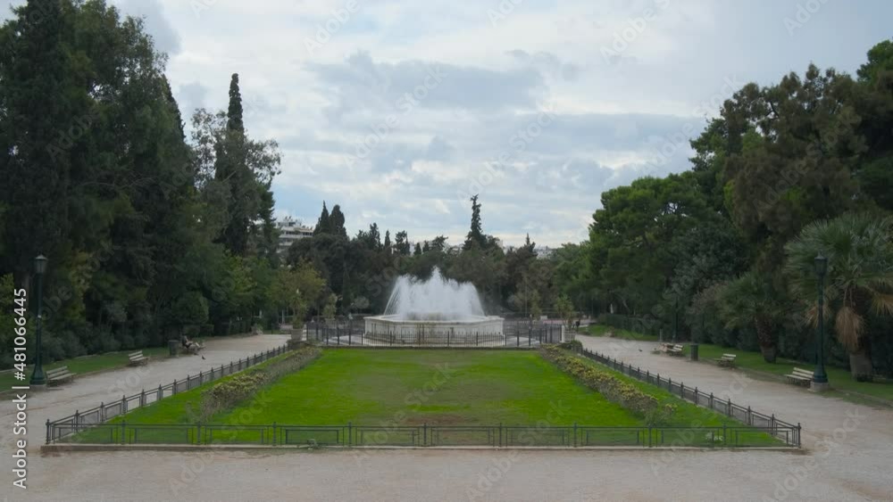 Fountain in National Garden athens Greece at cloudy day Fountain in National Garden athens Greece at cloudy day