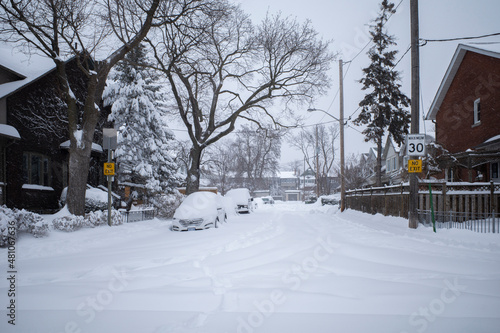 Canvas Print Toronto, Ontario / Canada - January 17, 2022 - Toronto St Clair West sideroad wi