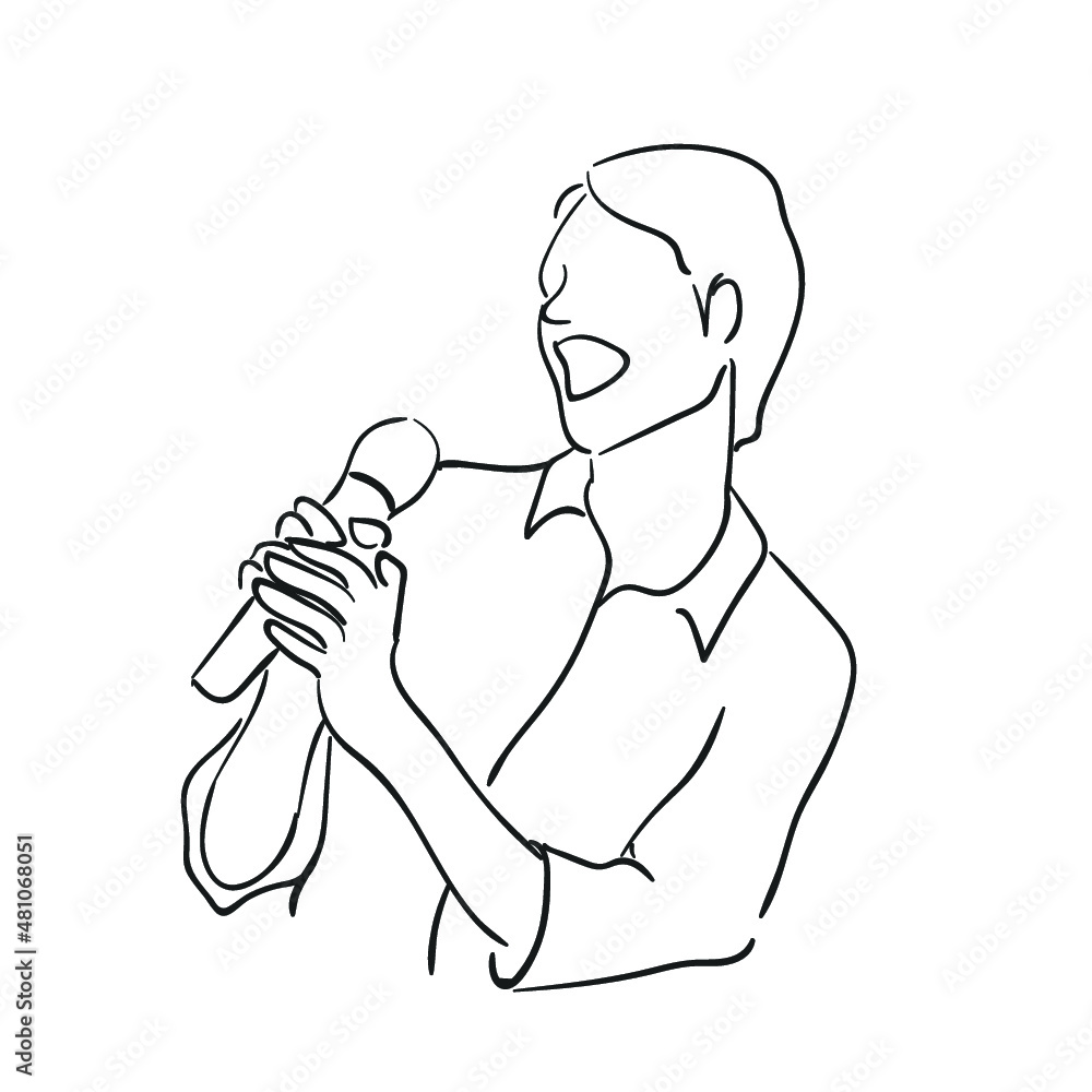 design vector oneline illustration people singing design vector oneline illustration people singing