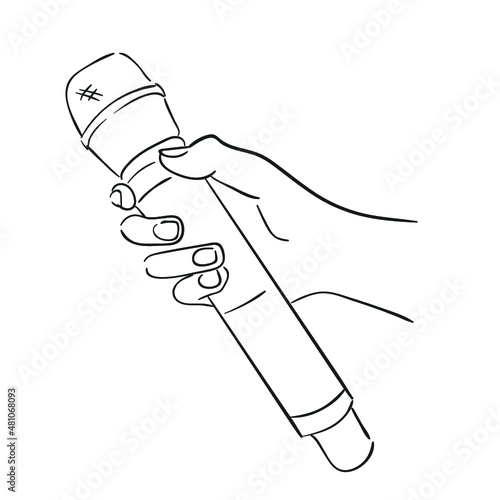 design vector oneline illustration people singing 