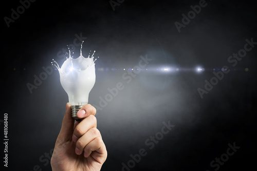 Light bulb with white glass splash